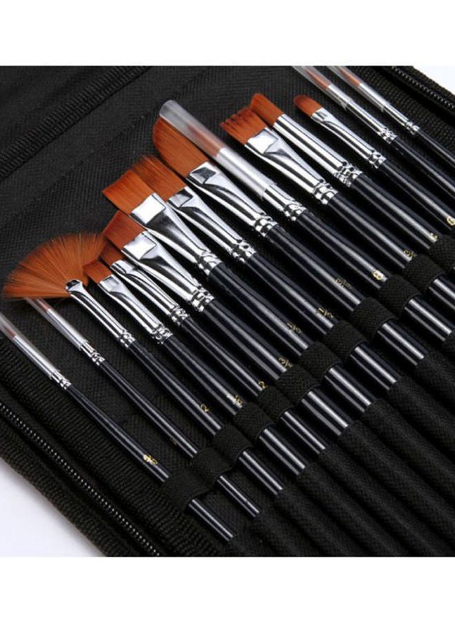 NIBEMINENT 16-Piece Brush And Colour Palette Set Black/White - Image 4