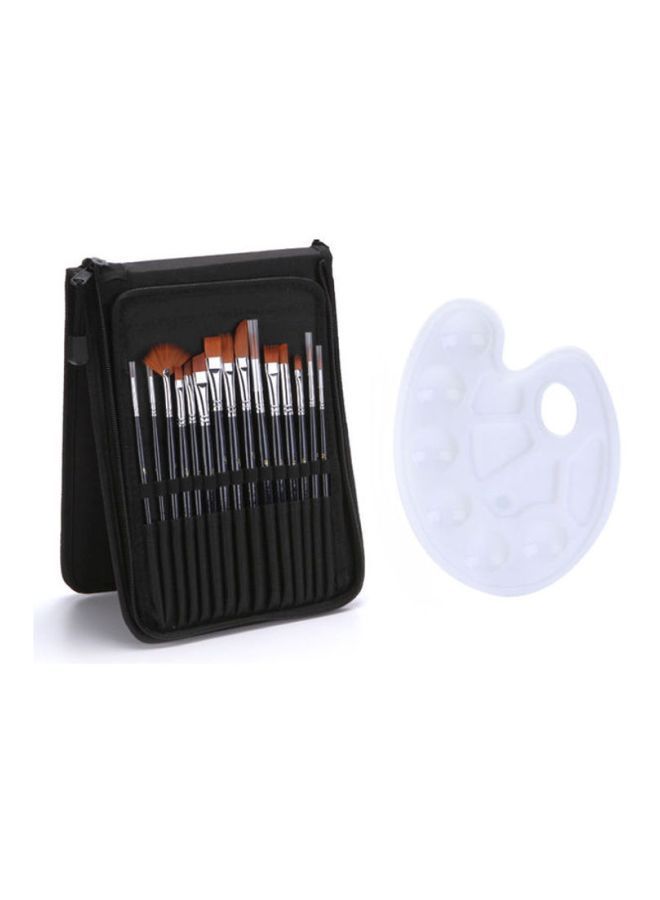 NIBEMINENT 16-Piece Brush And Colour Palette Set Black/White - Image 5