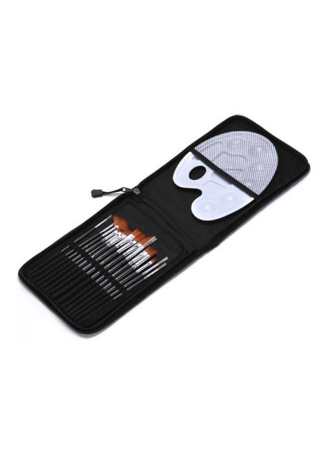 NIBEMINENT 16-Piece Brush And Colour Palette Set Black/White - Image 3