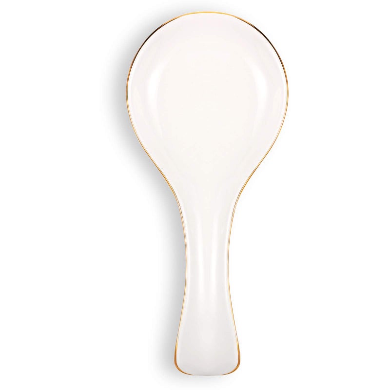 Patelai Ceramic Spoon Rest Spoon Holder Stovetop for Kitchen Stove Coffee Bar Accessories Christmas Gift(White with Gold Brim,Classic Style) - Image 2