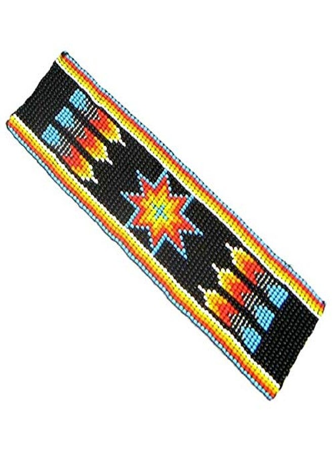 BeadsCorner Southwestern Native Style Seed Beads Beaded Hard Cuff Bracelet (Black Star) - Image 2
