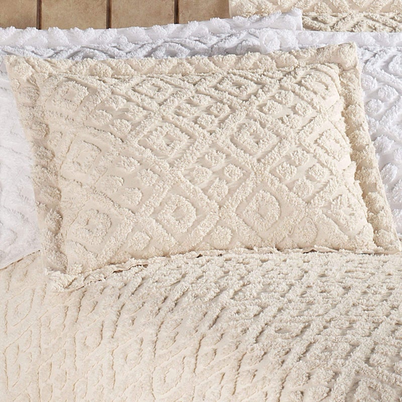 Stylemaster Stylemaster Diamond Tufted Chenille Sham Standard  White 