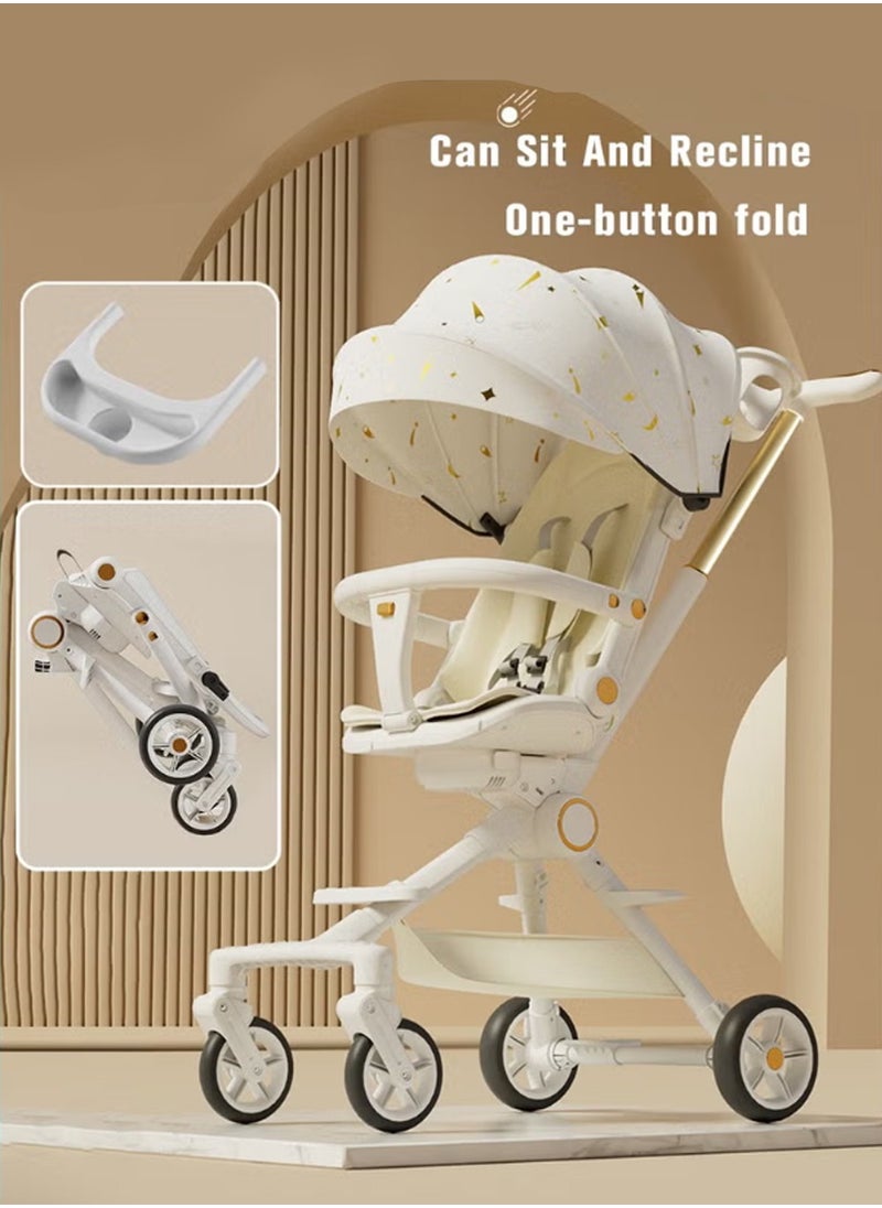 PURADAY Lightweight Baby Stroller Multifunctional Travel Cabin One-Hand Folding Babies Strollers for Newborn Infant Kids with Dinner Plate Sunshade and 175-Degree Adjustable Reversible Reclining Seat for Travel & Shopping  - Image 1