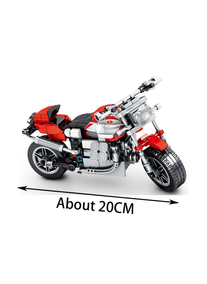 238pcs Red And White Retro Motorcycle Building Block Toy Set; A Motorcycle Gift For Kids Over 8 Years Old Who Love Fast-Paced Vehicle Action  - Image 2