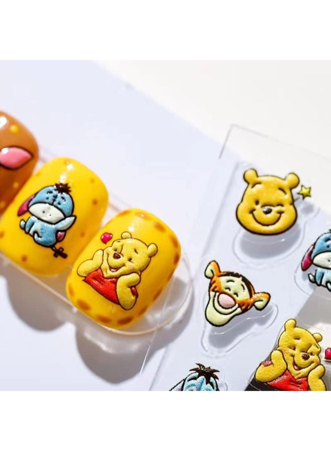 Dedyel Cute Nail Stickers 5D Embossed Cartoon Bear Nail Stickers Kawaii Animal SelfAdhesive Nail Decals for Women Girls Kids Nail Art Decoration - Image 4