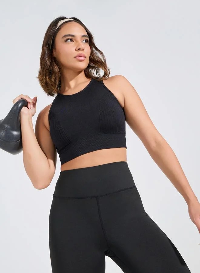 Styli Styli Textured Bust Open Mesh Sports Bra