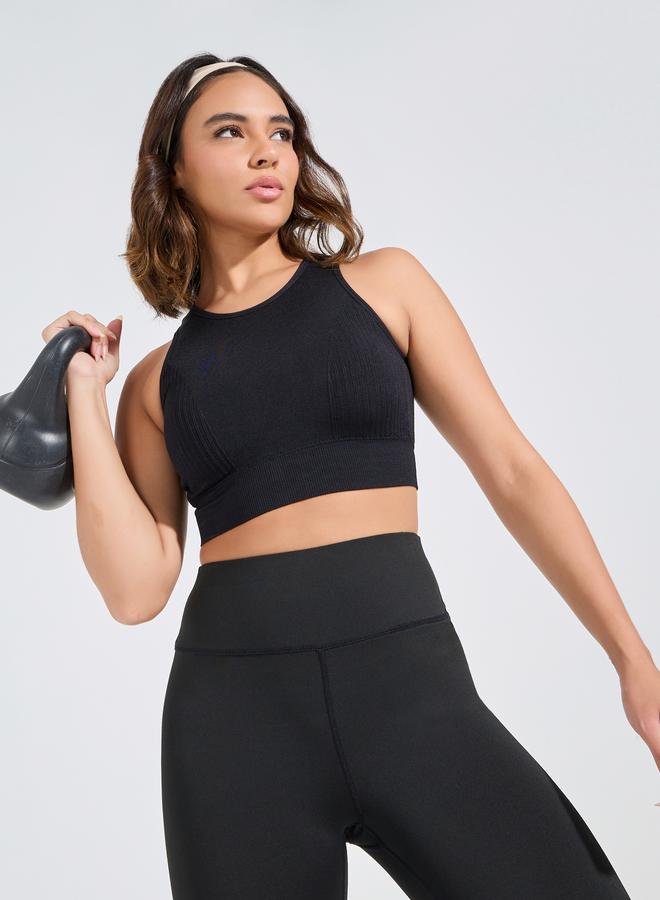 Styli Styli Textured Bust Open Mesh Sports Bra - Image 1