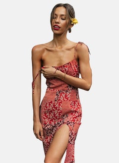 يونيكي Red Sweetheart Neck Floral Print Shift Dress  - Image 5