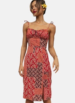 يونيكي Red Sweetheart Neck Floral Print Shift Dress  - Image 2