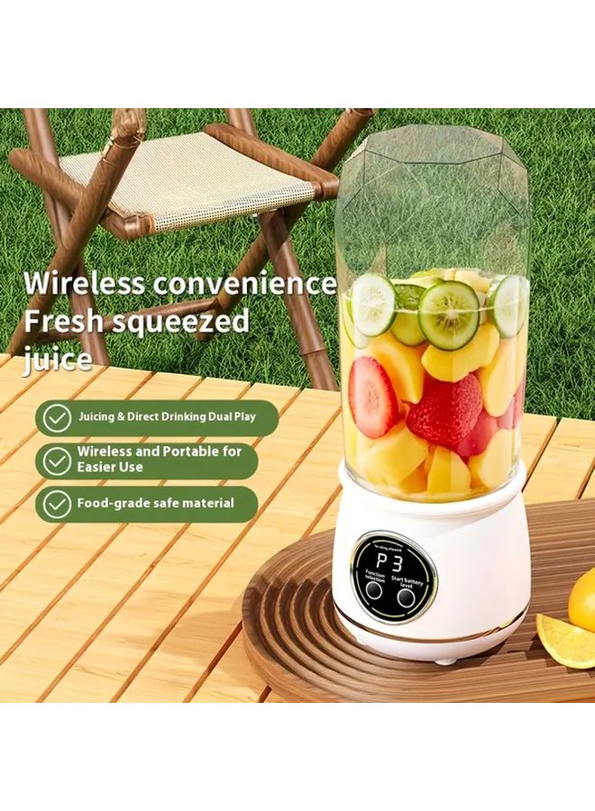 White Wireless Portable Juicer Cup USB Rechargeable 18 6oz Large Capacity Three Speed Ice Crusher - Image 2