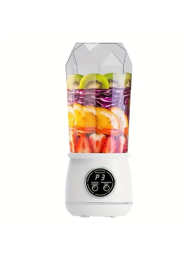 White Wireless Portable Juicer Cup USB Rechargeable 18 6oz Large Capacity Three Speed Ice Crusher - Image 1