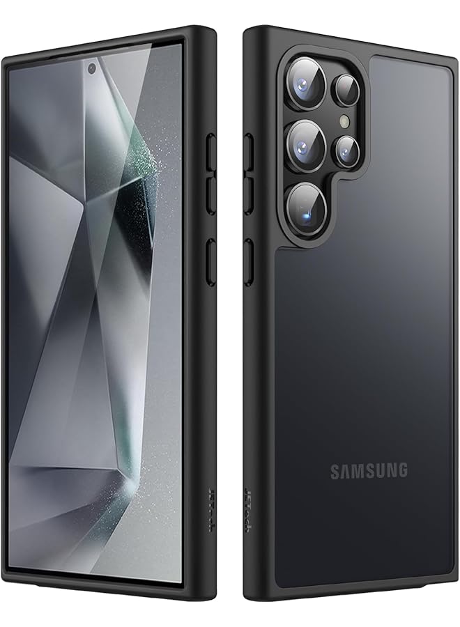 جي تيك حافظة غير لامعة لهاتف سامسونج جالاكسي S24 ألترا 5G مع ظهر شفاف غير لامع وغطاء حماية رفيع مضاد لبصمات الأصابع باللون الأسود - Image 1