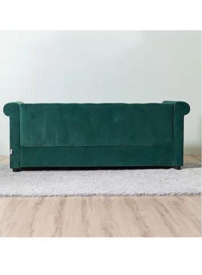 Maharat Al Bahar Green Chester Hill 3-Seater Fabric Sofa with Wooden Legs, 210x80x80 cm - Image 3