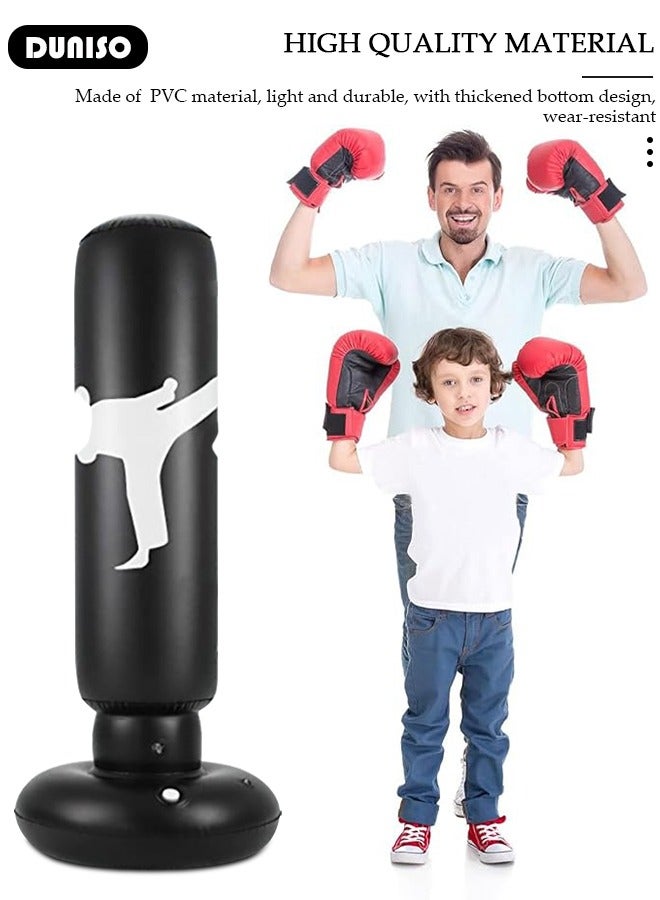 DUNISO Inflatable Boxing Column, 160cm Inflatable Boxing Bag Freestanding Punching Bag, Punching Bag for Kids Adults, for Karate, Home Boxing Practice with Immediate Bounce-Back to Release Stress - Image 4