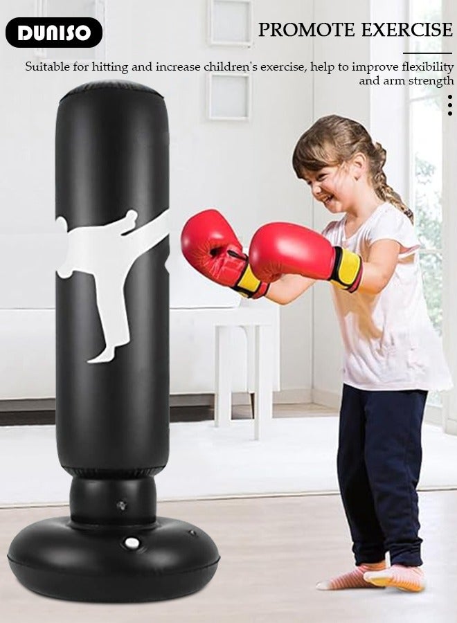 DUNISO Inflatable Boxing Column, 160cm Inflatable Boxing Bag Freestanding Punching Bag, Punching Bag for Kids Adults, for Karate, Home Boxing Practice with Immediate Bounce-Back to Release Stress - Image 5
