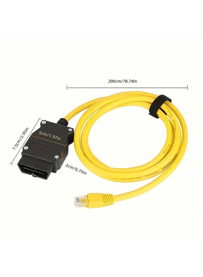 Professional Automotive Ethernet OBD2 Diagnostic Cable 200cm 1pc Durable Design - Image 2