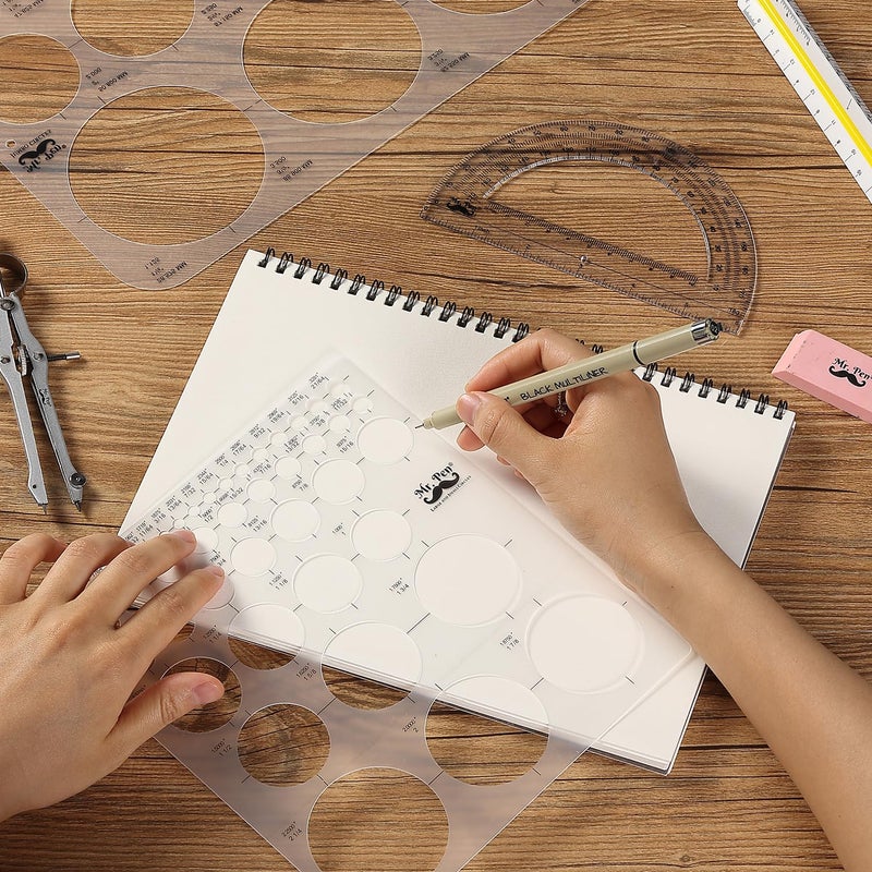 Mr. Pen- Circle Template, 2 pcs, Large and Small Size, Circle Stencil, Circle Ruler, Circle Templates for Drafting, Circle Template for Drawing, Circle Tracers for Drawing, Circle Tracer - Image 5