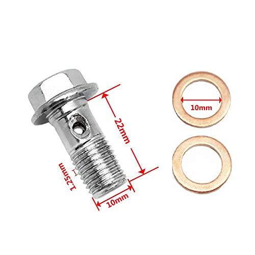 S SYUU 10mm M10 x 1.25mm Banjo Bolt Motorcycle Brake Master Cylinder - Image 2