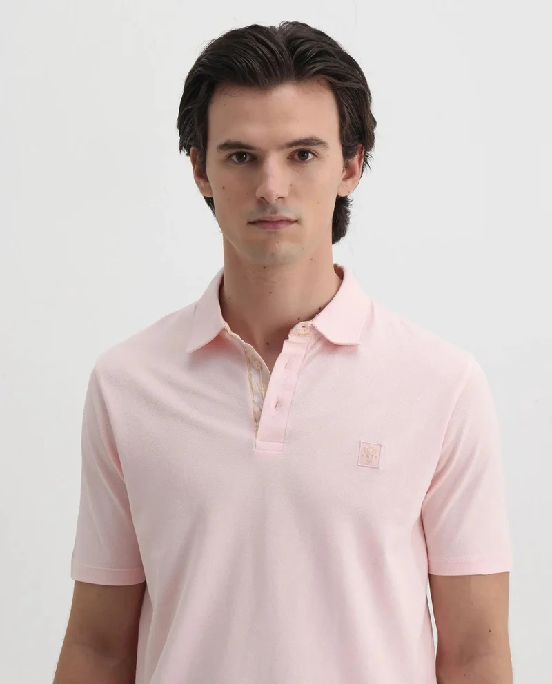 Rare Rabbit Men's Printed Placket Cotton Polo