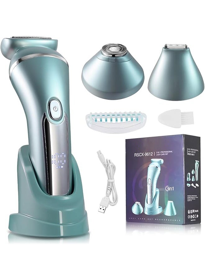 general Electric Shaver for Women Lady Epilator Electric Razors Kit Hair Remover for Face Chin Arm Leg Armpit Bikini Trimmer Painless Waterproof USB Rechargeable Dry Wet with Detachable Head 3 in 1 - Image 1