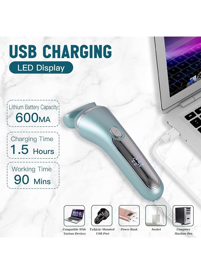 general Electric Shaver for Women Lady Epilator Electric Razors Kit Hair Remover for Face Chin Arm Leg Armpit Bikini Trimmer Painless Waterproof USB Rechargeable Dry Wet with Detachable Head 3 in 1 - Image 5