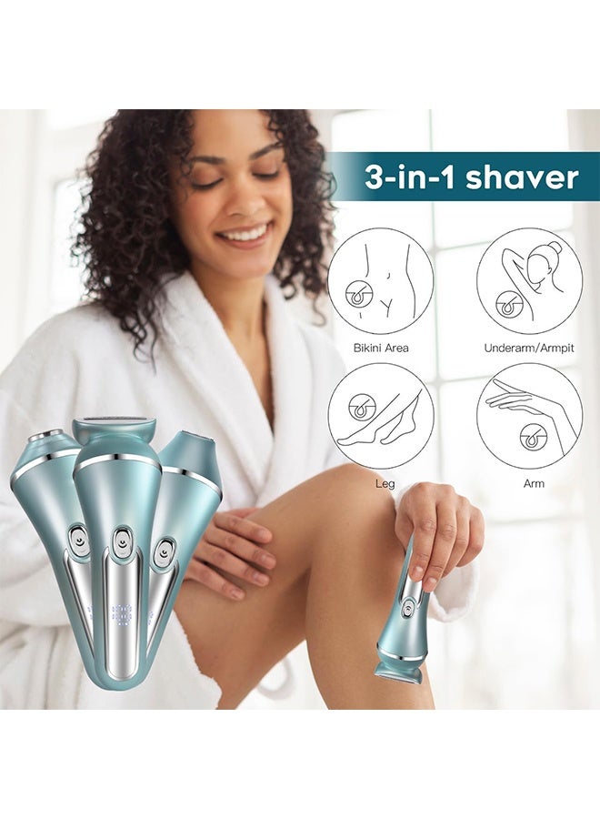 general Electric Shaver for Women Lady Epilator Electric Razors Kit Hair Remover for Face Chin Arm Leg Armpit Bikini Trimmer Painless Waterproof USB Rechargeable Dry Wet with Detachable Head 3 in 1 - Image 2