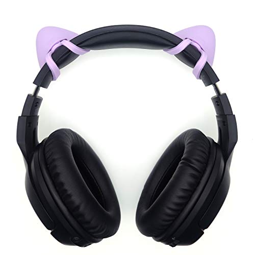 REEYEAR Cute Cat Ears Fits for HypreX Cloud/Cloud Stinger/Cloud Flight Headsets, Universal Fit Lovely Kitty Adjustable Attachment Straps for Video Live Gaming Headphone,Purple & White - Image 5