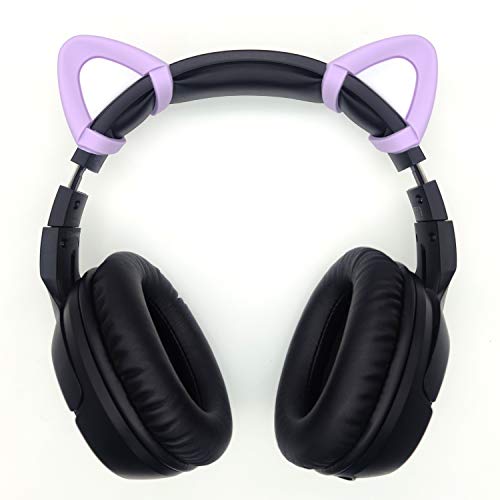 REEYEAR Cute Cat Ears Fits for HypreX Cloud/Cloud Stinger/Cloud Flight Headsets, Universal Fit Lovely Kitty Adjustable Attachment Straps for Video Live Gaming Headphone,Purple & White - Image 3