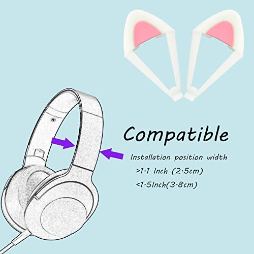 REEYEAR Cute Cat Ears Fits for HypreX Cloud/Cloud Stinger/Cloud Flight Headsets, Universal Fit Lovely Kitty Adjustable Attachment Straps for Video Live Gaming Headphone,Purple & White - Image 4