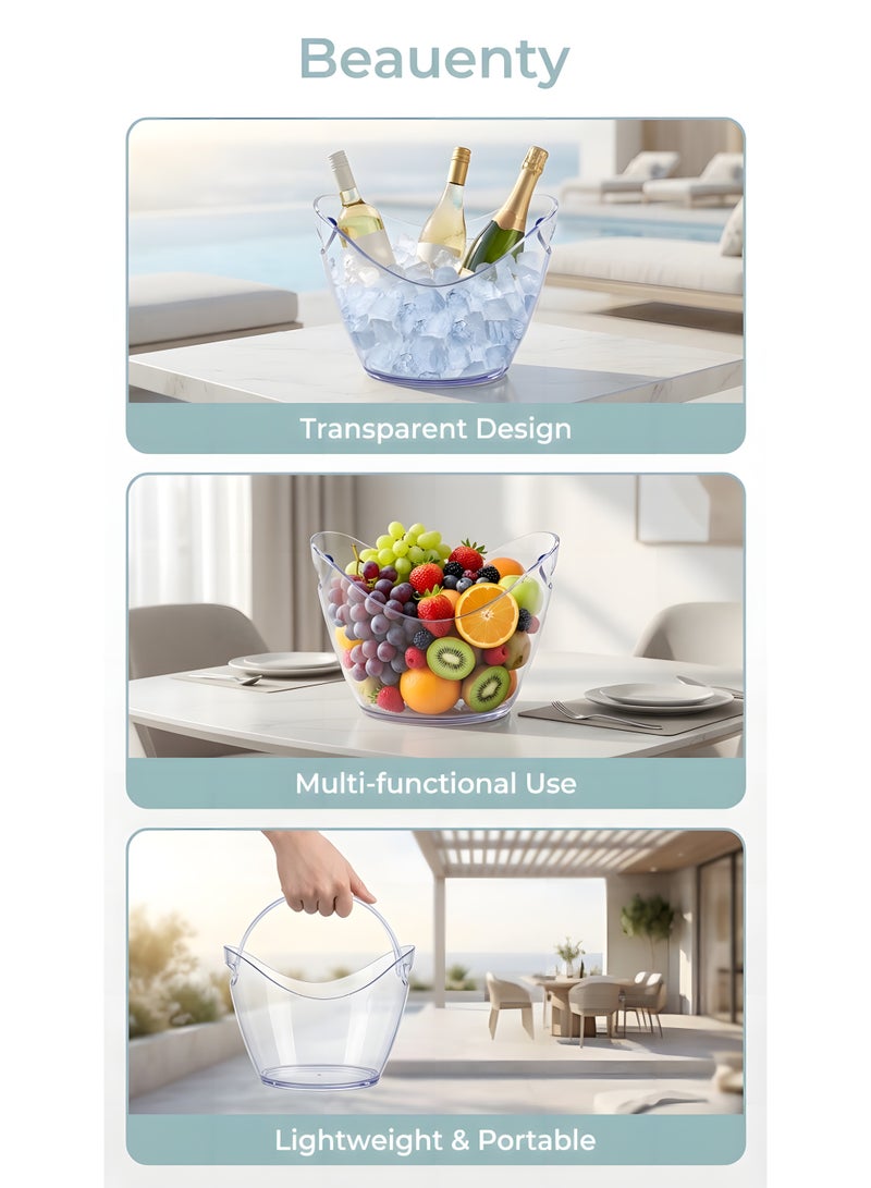 Beauenty Ice Bucket Wine Bucket,8L Wine Bucket Chiller for Parties,Clear Acrylic Cooler Bucket for Champagne Wine Drinks Beer,Beverage Tub,Ice Tub,Bar Supplies - Image 2