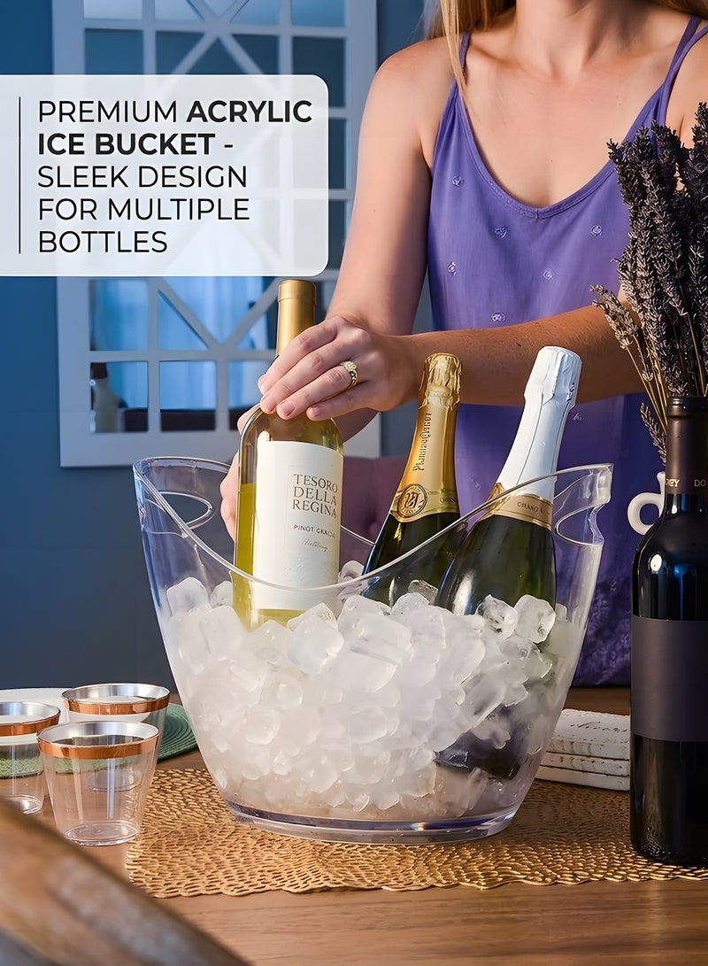 بيوينتي دلو تبريد الثلج دلو ، 8 لتر دلو التبريد للحفلات، دلو مبرد أكريليك لمشروبات الشمبانيا والمشروبات الباردة والبيرة، حوض المشروبات، حوض الثلج، لوازم البار. - Image 2