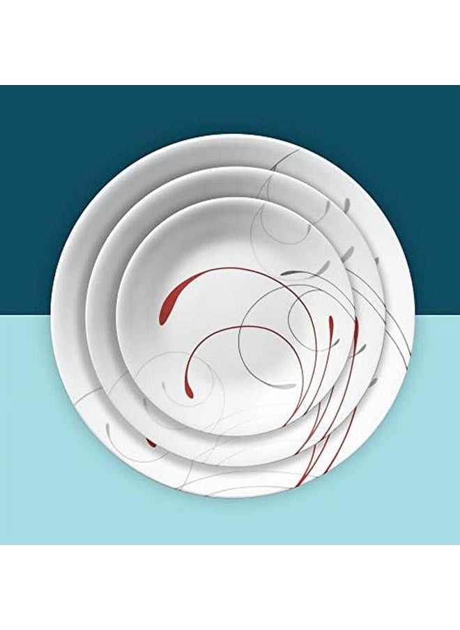 Corelle - Splendor Chip And Break Resistant 16Pc Dinner Set Service For 4 Red Gray 29 - Image 1