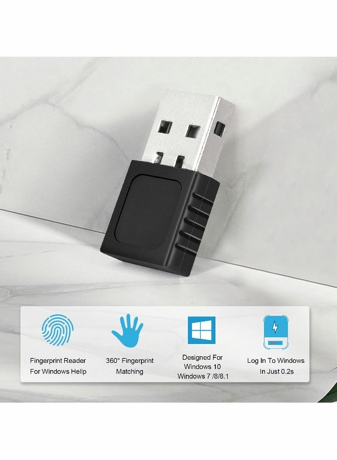 USB Fingerprint Reader 360° Touch Speedy Matching Multi Biometric Windows Security Key for Win 7 8 10 Windows Hello PC  Laptop - Image 5