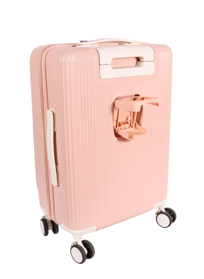 بيج ديزاين حقيبة سفر بحجم 20 إنش، مصنوعة من مادة ABS، مزودة بحامل أكواب ومنفذ USB، حقيبة صلبة تحتوي على قسم مخصص للابتوب ونظام قفل TSA، مزودة بعجلات دوارة 360 درجة، وتتحمل وزنًا يصل إلى 15 كغم. - Image 3