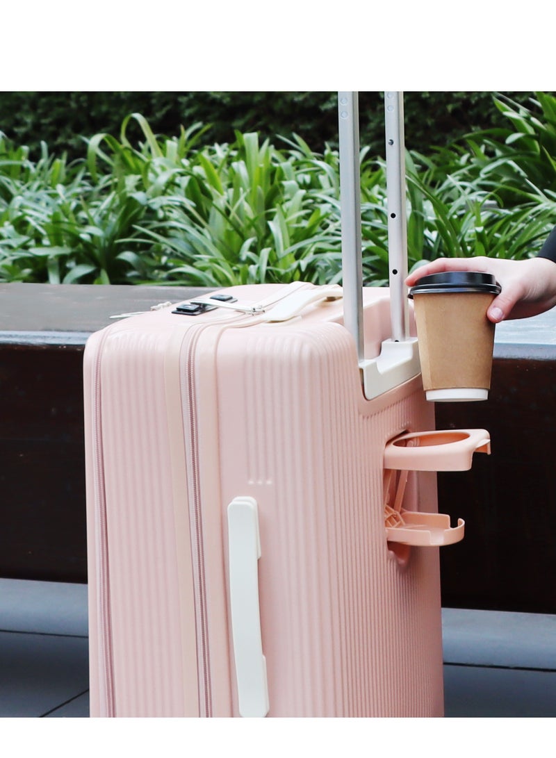 بيج ديزاين حقيبة سفر بحجم 20 إنش، مصنوعة من مادة ABS، مزودة بحامل أكواب ومنفذ USB، حقيبة صلبة تحتوي على قسم مخصص للابتوب ونظام قفل TSA، مزودة بعجلات دوارة 360 درجة، وتتحمل وزنًا يصل إلى 15 كغم. - Image 5