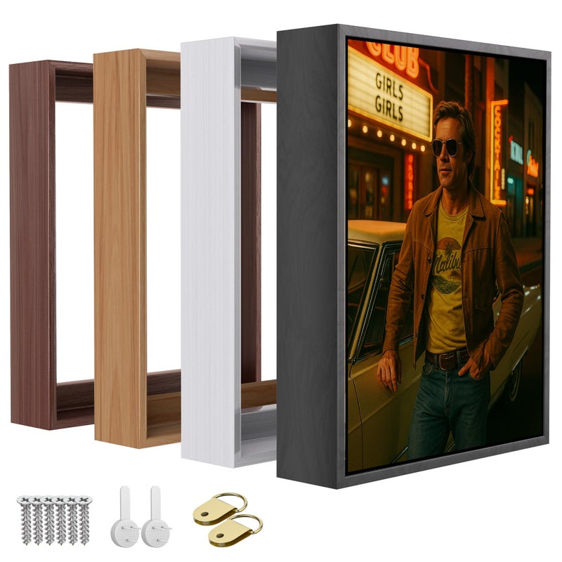 ART Canvas Floater Frame Fits 1â€â€“1.25â€Deep Gallery-Wrapped Canvas, Wood-Look Floater Frames for Finished Stretched Canvas Prints, Wall Oil Paintings Artwork for Home Bedroom (Back, 8" x 8") - Image 1