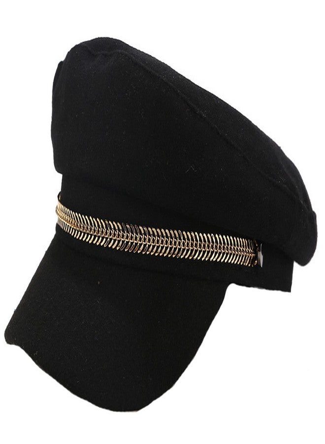 Brcus Men Women Newsboy Cabbie Peaked Beret Cap Baker Boy Yacht Captain Sailor Hat (Black1) - Image 1