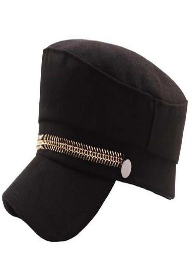 Brcus Men Women Newsboy Cabbie Peaked Beret Cap Baker Boy Yacht Captain Sailor Hat (Black1) - Image 3
