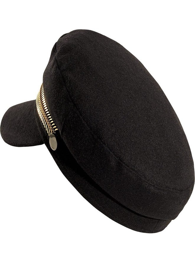 Brcus Men Women Newsboy Cabbie Peaked Beret Cap Baker Boy Yacht Captain Sailor Hat (Black1) - Image 2