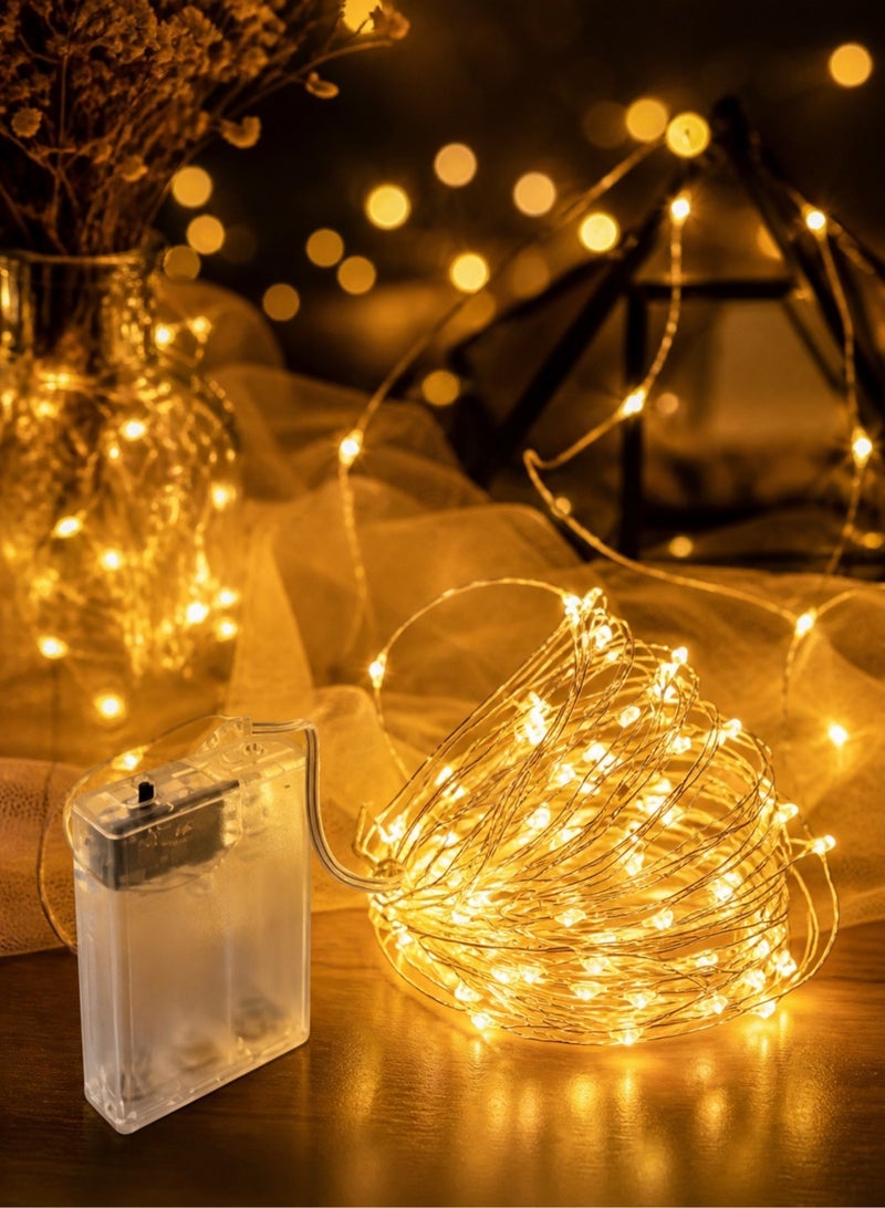 Hummer LED string lights, decorative string lights, yellow light color, battery operated, 10 meters long - Image 4