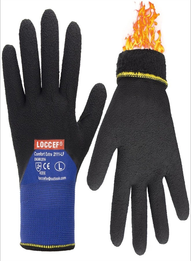 LOCCEF 2 Pairs Winter Work Gloves for Men and Women, Freezer Gloves for Work Below Zero, Thermal Insulated, Super Grip(Blue, 9/L) - Image 1