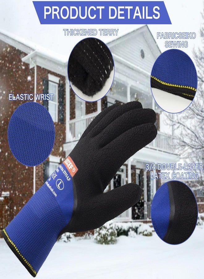 LOCCEF 2 Pairs Winter Work Gloves for Men and Women, Freezer Gloves for Work Below Zero, Thermal Insulated, Super Grip(Blue, 9/L) - Image 2