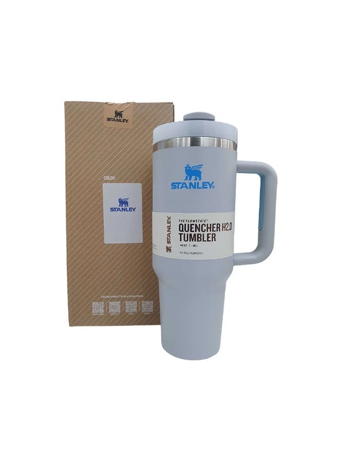 Quencher H2.0 FlowState Stainless Steel Vacuum Insulated Tumbler with Lid and Straw for Water, Iced Tea or Coffee, Smoothie and More, 40oz Light Blue