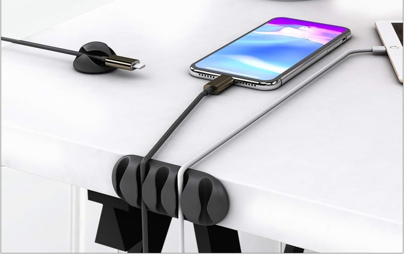 OHill Desk Cable Management Cord Organizer, 16 Pack White Self Adhesive Cord Holder Cable Clips, Ideal Cable Organizer Wire Keeper for Desk, Nightstand, Phone Charger, Computer, Home, Office, Car - Image 3