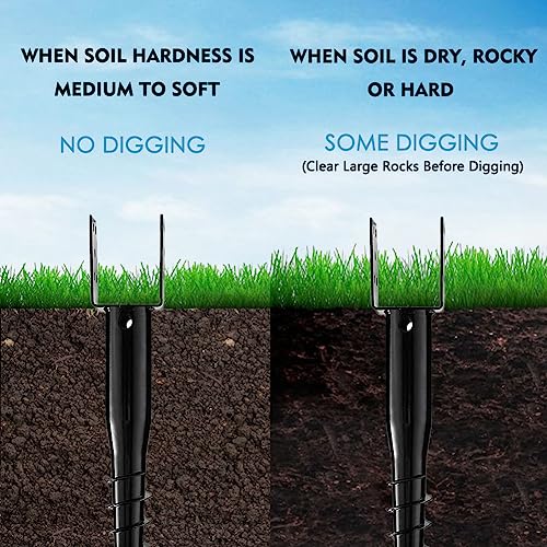 Furnishh No Dig Ground Anchor - 27" U Model Post Stake for Mailbox and Fence Posts, Black - Image 4