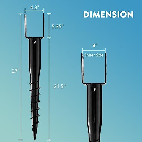 Furnishh No Dig Ground Anchor - 27" U Model Post Stake for Mailbox and Fence Posts, Black - Image 5