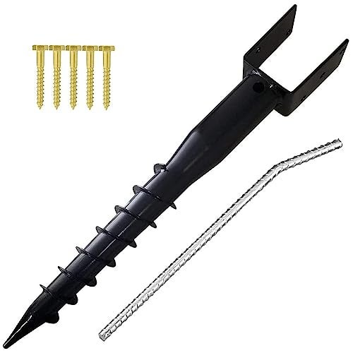 Furnishh No Dig Ground Anchor - 27" U Model Post Stake for Mailbox and Fence Posts, Black - Image 1