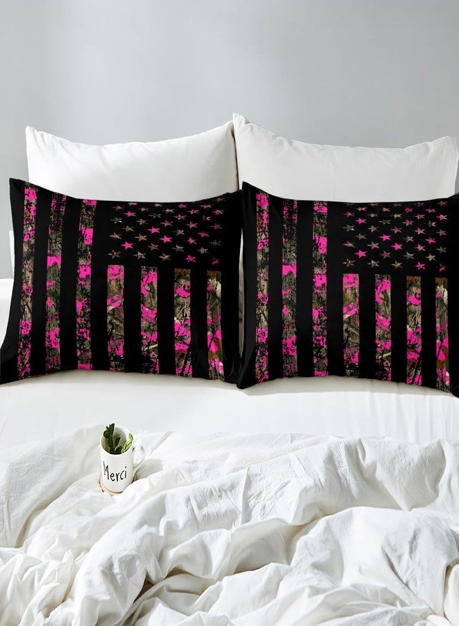 Feelyou Hot Pink Camouflage Bed Sheet Set Boys Girls Queen Size Camo Wild Fitted Sheet for Kids Women Men Wild Hunting Bedding Set Military Style Bed Cover Room Decor - Image 4