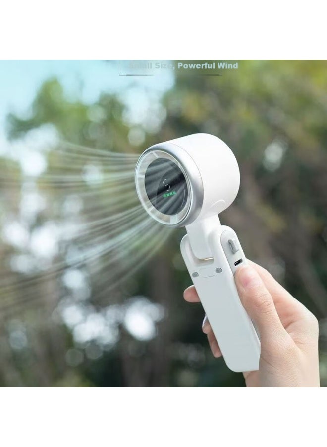 kelleia Kalai'ao Handheld Mini Fan, Portable Folding Neck-hanging, High-speed Vortex, Powerful Wind, Small Fan For Outdoor, Dormitory, Office, Desktop, N607 White - Image 3