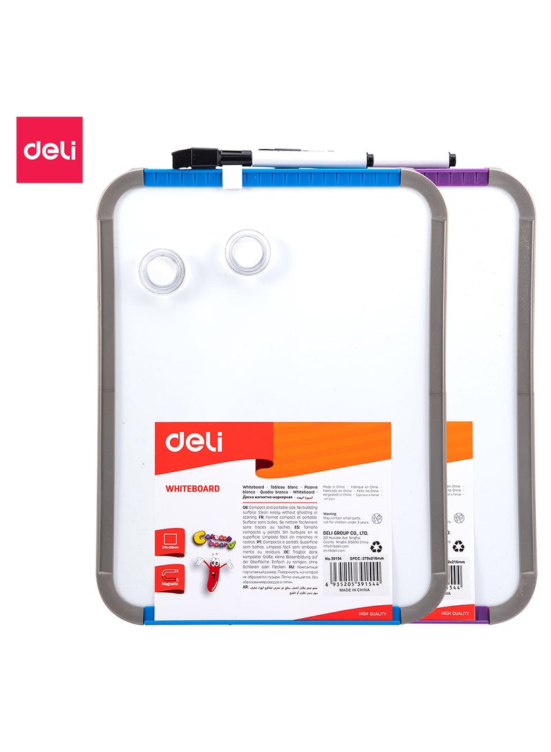 Deli Magnetic Whiteboard with ABS Frame, Easy to Carry Size 279 x 216mm, Comes with Whiteboard Pen and Magnet, Suitable for Home, School, Office, Kids, Children and Teachers  - Image 1